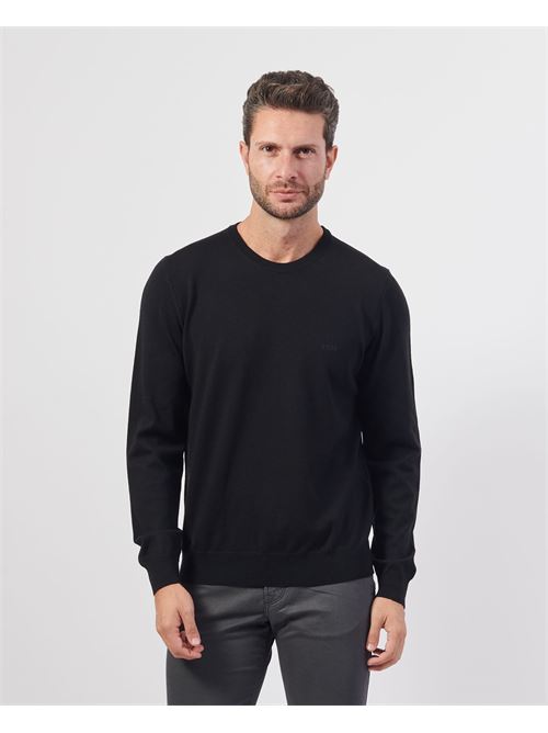 Maglione uomo Boss girocollo in lana con logo BOSS | 50476364001