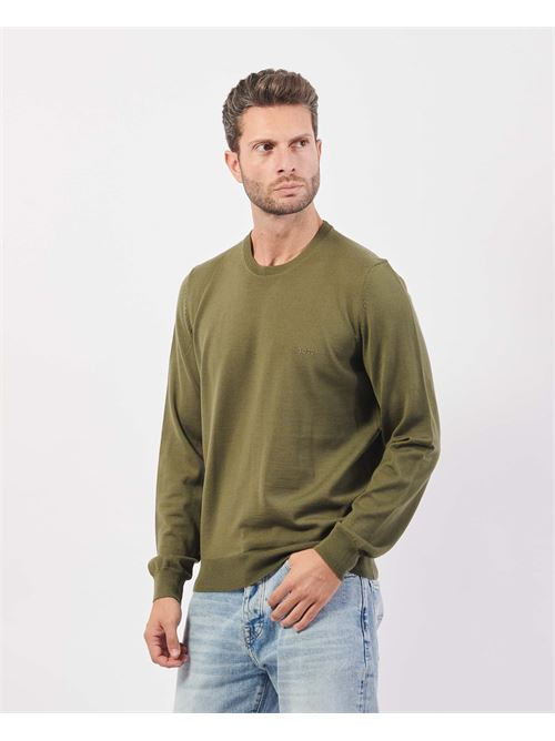 Maglione uomo Boss girocollo in lana con logo BOSS | 50476364377