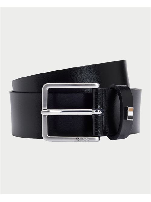 Ceinture Boss en cuir noir avec détails en métal BOSS | 50486839001