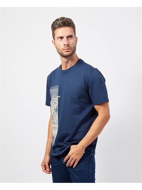 Blue T-shirt by Boss in cotton with new season print BOSS | 50522640464