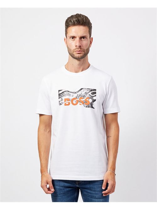 T-shirt girocollo Boss in cotone con stampa BOSS | 50522767100