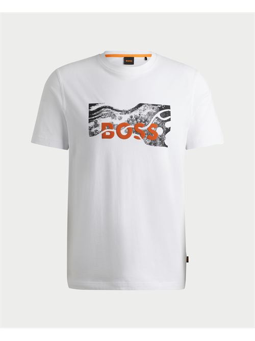 T-shirt girocollo Boss in cotone con stampa BOSS | 50522767100