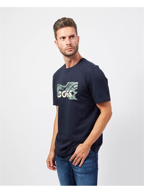 T-shirt girocollo Boss in cotone con stampa BOSS | 50522767404