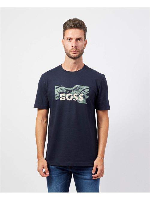 T-shirt girocollo Boss in cotone con stampa BOSS | 50522767404