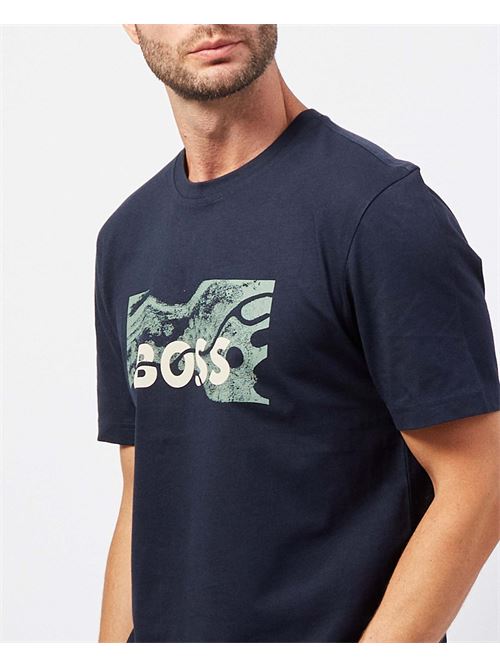 T-shirt girocollo Boss in cotone con stampa BOSS | 50522767404