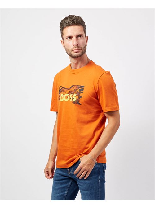 Boss cotton crew neck T-shirt with print BOSS | 50522767840