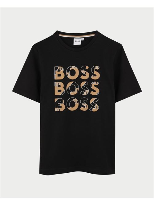 T-shirt Boss per bambini in cotone con logo