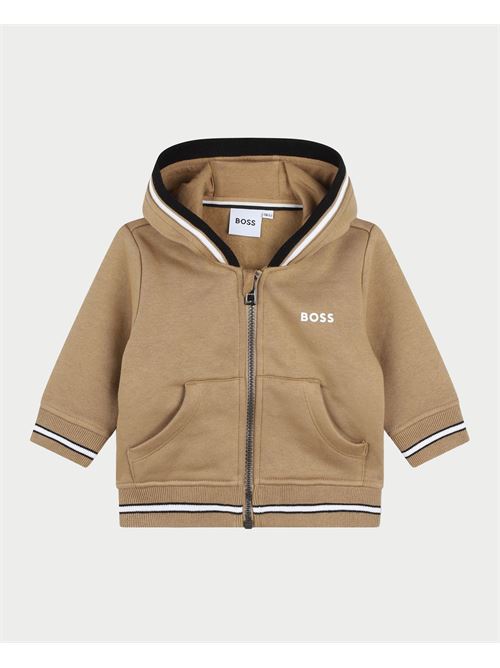 Felpa beige Boss per neonato con logo BOSS | J51246269