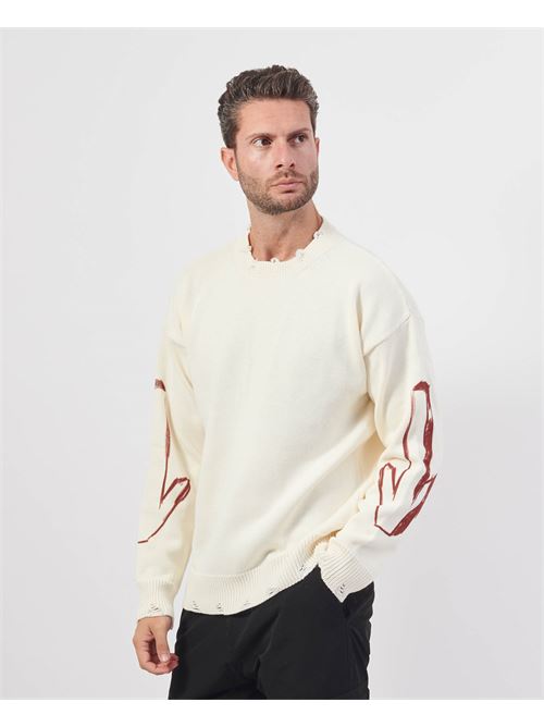 Pull homme avec ourlets frang?s DISCLAIMER | 24IDS54543LATTE