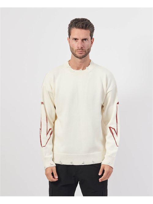 Pull homme avec ourlets frang?s DISCLAIMER | 24IDS54543LATTE