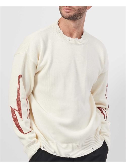 Pull homme avec ourlets frang?s DISCLAIMER | 24IDS54543LATTE