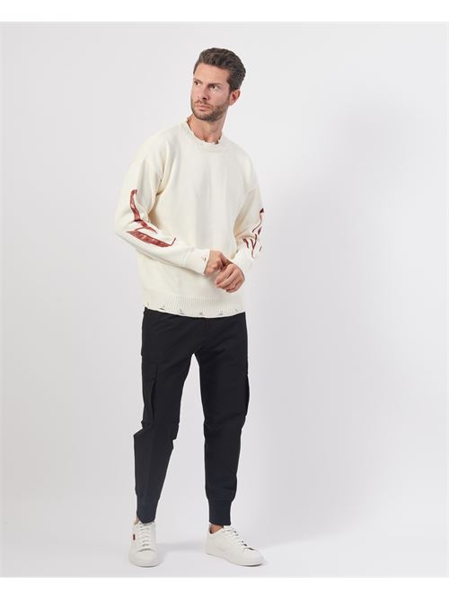 Pull homme avec ourlets frang?s DISCLAIMER | 24IDS54543LATTE