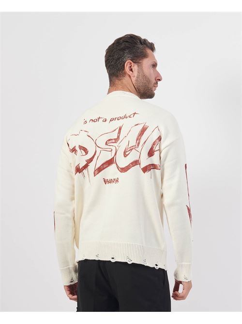 Pull homme avec ourlets frang?s DISCLAIMER | 24IDS54543LATTE