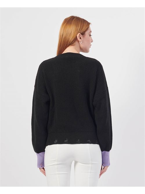 Pull en tricot ? col rond avec imprim? sur le devant DISCLAIMER | 24IDS54725NERO