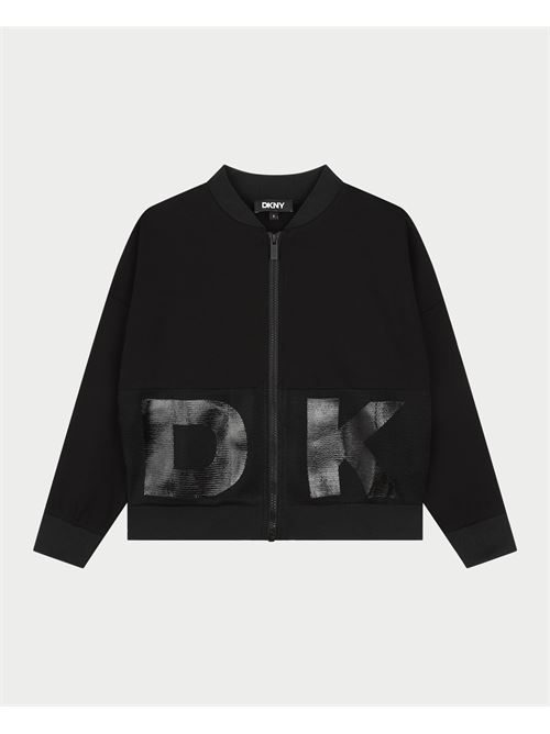 Sweat DKNY pour fille avec zip et logo DKNY | D6024309B