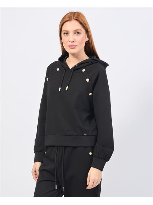 Sweat Gaudi noir avec capuche et boutons GAUDI | 421BD640032001