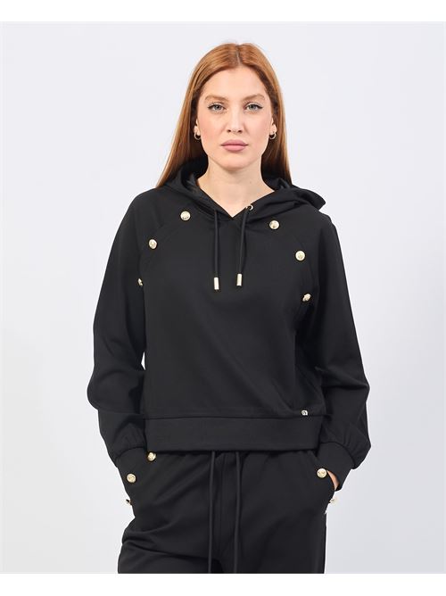 Sweat Gaudi noir avec capuche et boutons GAUDI | 421BD640032001