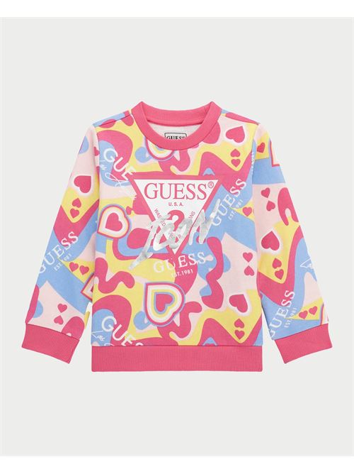 Felpa bambina Guess in terry di cotone con logo