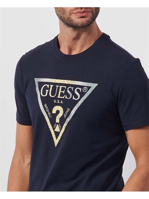 T-shirt Guess en coton bleu avec logo GUESS | M4BI35-J1314G7V2