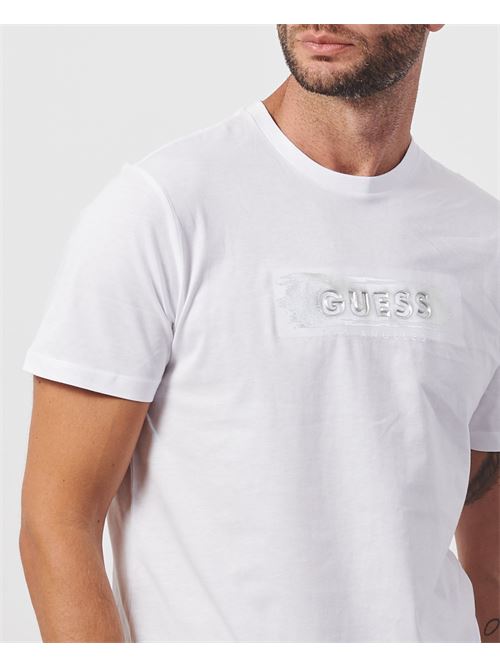 T-shirt à col rond pour hommes Guess avec logo en relief GUESS | M4BI61-K9RM1G011