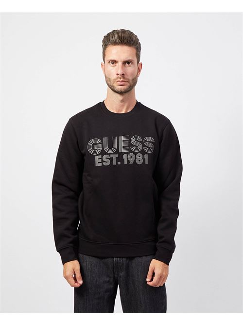 Sweat-shirt Guess pour hommes en coton mélangé avec logo GUESS | M4YQ08-K9Z21JBLK