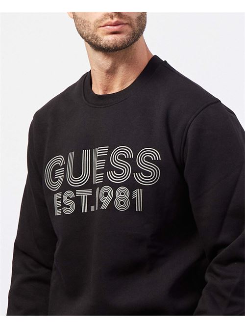 Sweat-shirt Guess pour hommes en coton mélangé avec logo GUESS | M4YQ08-K9Z21JBLK