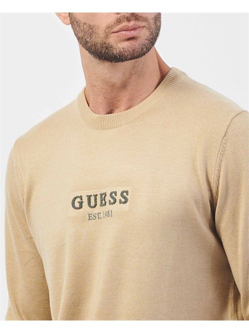 Pull homme Guess en fil de coton avec logo GUESS | M4YR04-Z3052G036