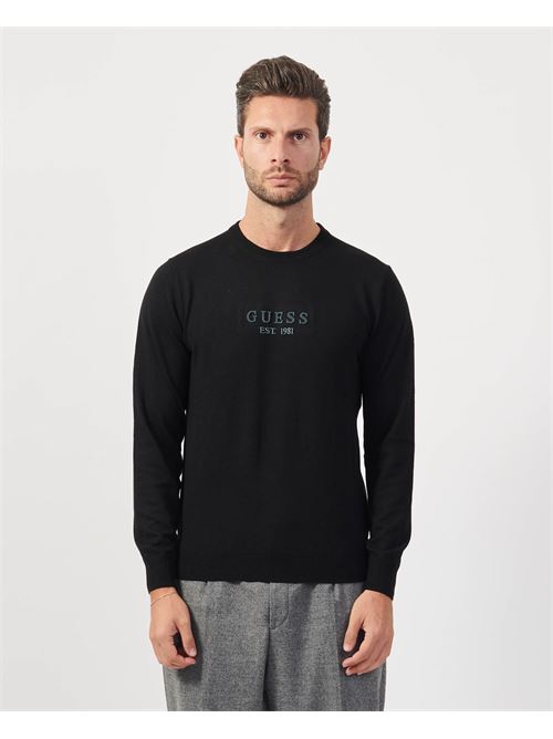 Pull homme Guess en fil de coton avec logo GUESS | M4YR04-Z3052JBLK