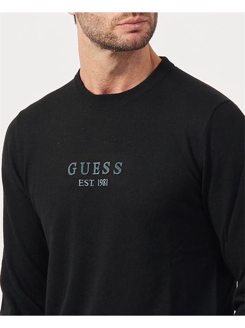 Pull homme Guess en fil de coton avec logo GUESS | M4YR04-Z3052JBLK