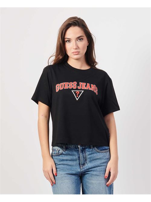 T-shirt Guess boxy noir avec logo GUESS | W4YI06-K8HM0JBLK