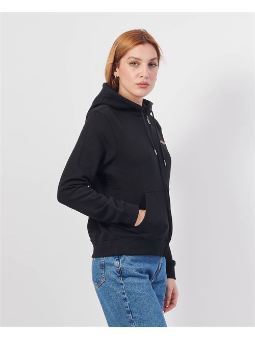 Felpa donna Guess con cappuccio e fullzip GUESS | W4YQ13-KC811JBLK