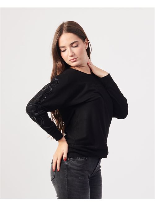 Pull à col rond Guess en viscose mélangée GUESS | W4YR34-Z2NQ2JBLK