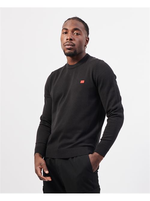 Hugo men's black sweater with logo label HUGO | 50475083001