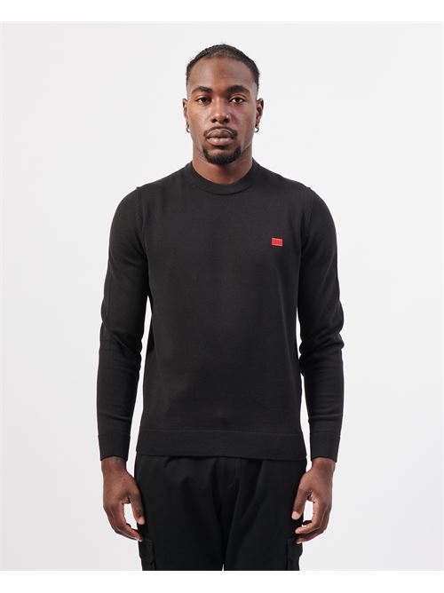 Hugo men's black sweater with logo label HUGO | 50475083001