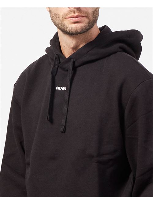 Sweat Hugo en coton noir avec capuche et logo HUGO | 50486478001