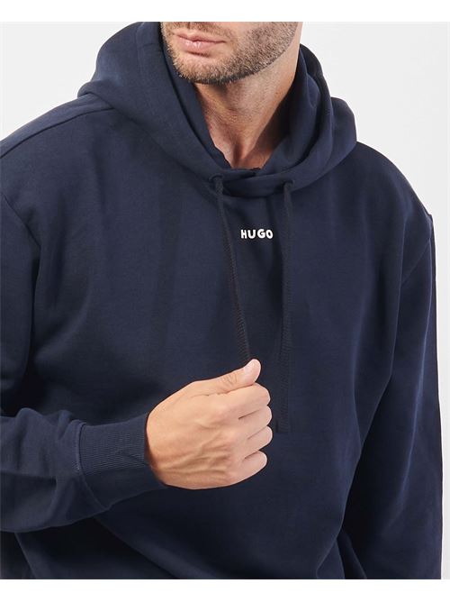 Sweat Hugo en coton bleu avec capuche et logo HUGO | 50486478405