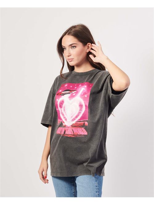 T-shirt donna Hugo girocollo con stampa ufo