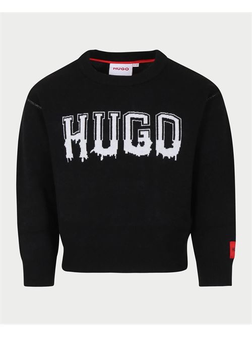 Pull enfant col rond Hugo avec logo sur le devant HUGO | G0016809B