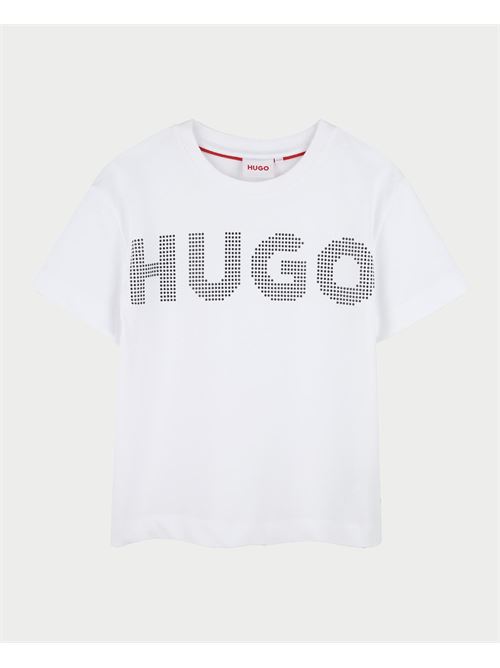 Hugo Girls' Cotton T-Shirt with Studded Logo HUGO | G0020410P