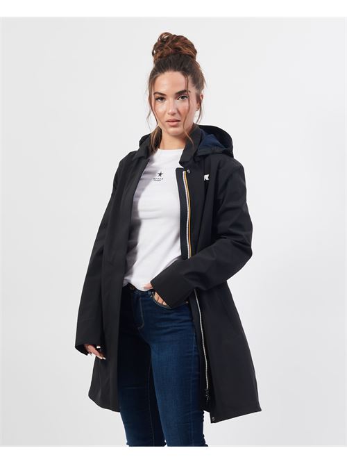 Mathy long jacket by K-way with hood and logo K-WAY | K2148BW-MATHYA3C