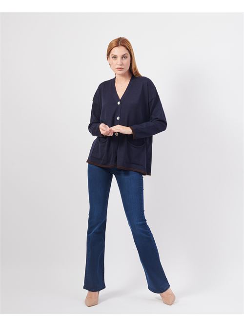 Joli cardigan avec col V et poches LOVELY | 35206BLU