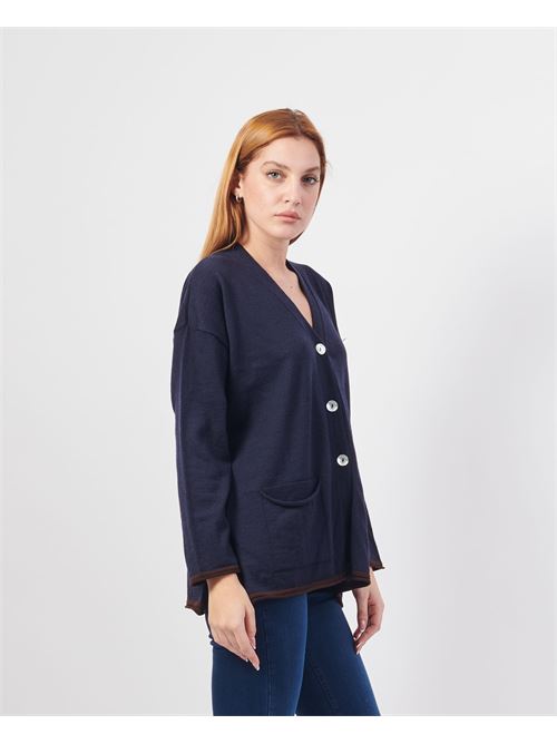 Joli cardigan avec col V et poches LOVELY | 35206BLU