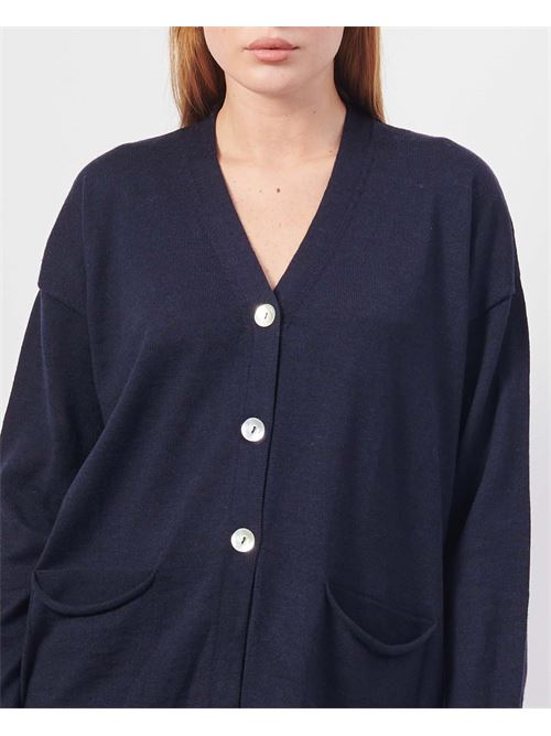 Joli cardigan avec col V et poches LOVELY | 35206BLU