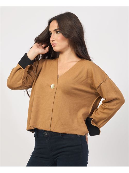 Joli cardigan femme un bouton LOVELY | 35216CAMMELLO