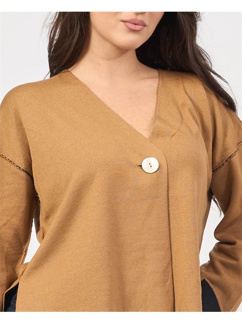 Joli cardigan femme un bouton LOVELY | 35216CAMMELLO