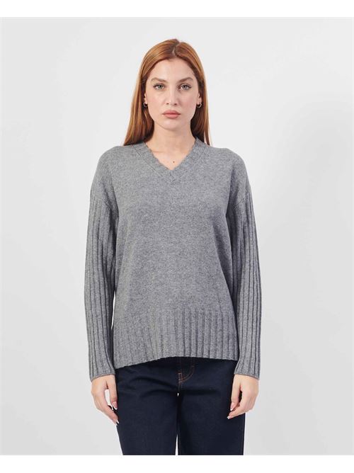 Ravissant pull femme à col V LOVELY | 35229GRIGIO