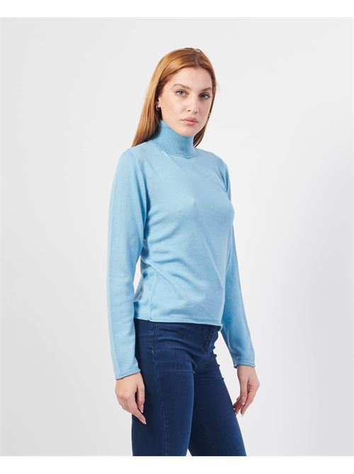 Ravissant pull col roulé en pure laine LOVELY | 35263AZZURRO