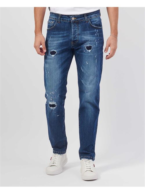 Jean homme Settemezzo peint avec patchs SETTE/MEZZO | NETTUNODENIM