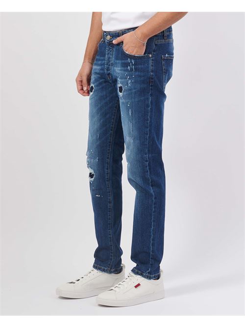 Jean homme Settemezzo peint avec patchs SETTE/MEZZO | NETTUNODENIM