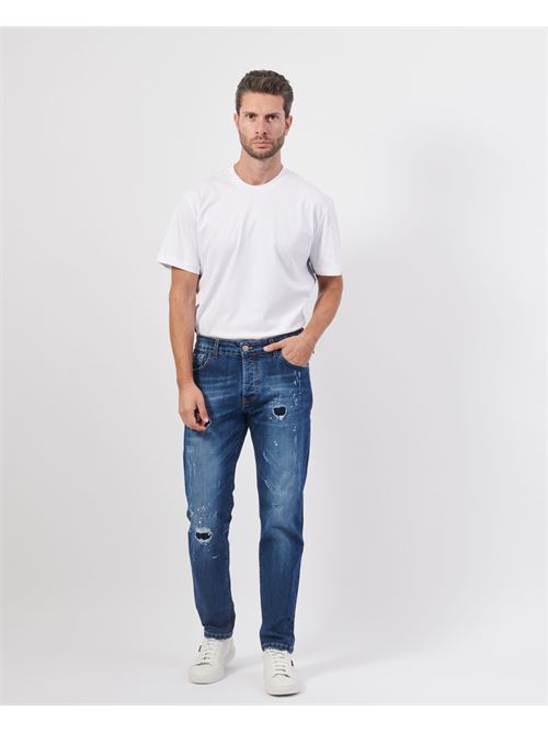 Jean homme Settemezzo peint avec patchs SETTE/MEZZO | NETTUNODENIM